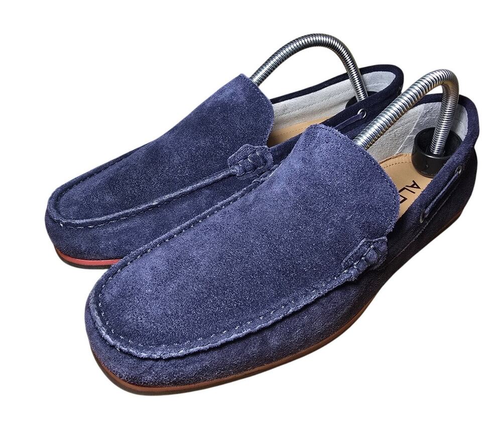 Mens Aldo Suede Navy Driving Moccasin Worn 1x Pristine Loafers Mens 8 Womens 9.5